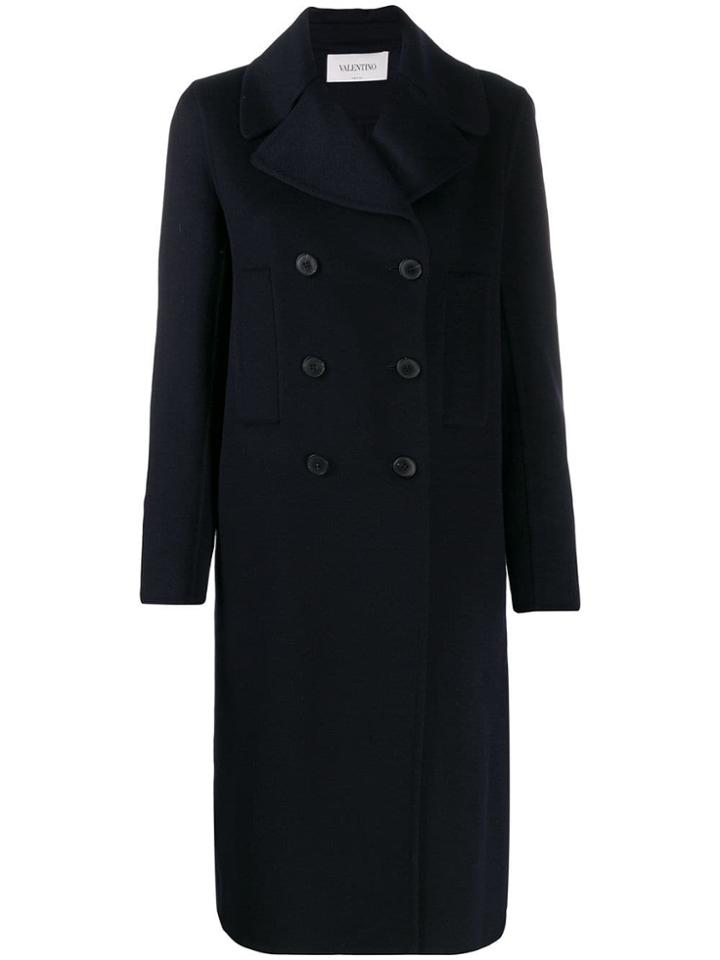 Valentino Cashmere Button-front Coat - Black