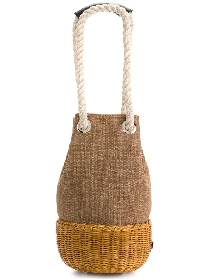 Rodo Rattan Bucket Tote - Brown