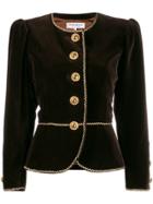 Yves Saint Laurent Vintage Collarless Embroidered Jacket - Brown