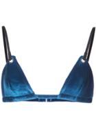 Fleur Du Mal Velvet Triangle Bikini Top - Blue