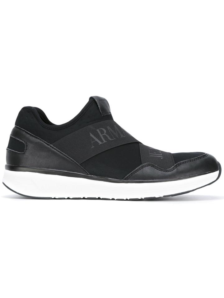 Armani Jeans Branded Strap Sneakers - Black
