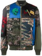 Diesel Camouflage Bomber Jacket, Men's, Size: Medium, Green, Cotton/polyester/spandex/elastane/polyester