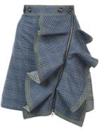 Self-portrait Flounced Check Skirt - Blue