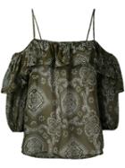 Jucca - Off Shoulder Blouse - Women - Silk/cotton - 42, Green, Silk/cotton
