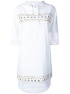 Versace Jeans Studded Fishnet Hooded Dress - White