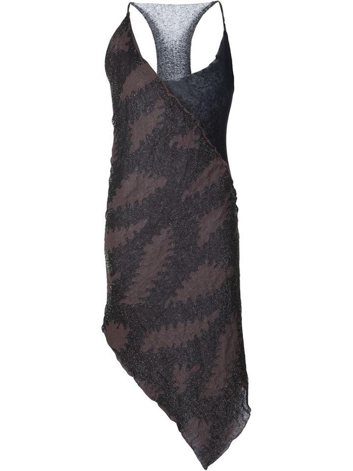 Alessandra Marchi Asymmetric Layered Longline Top, Women's, Size: 42, Black, Linen/flax