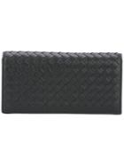 Bottega Veneta Intrecciato Weave Continental Wallet - Black