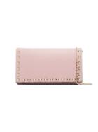 Valentino Pink Rockstud Studded Leather Wallet On A Chain