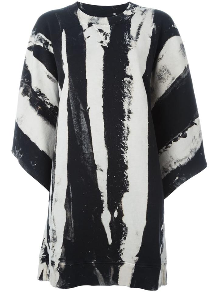 Mm6 Maison Margiela Striped Crew Neck Dress, Women's, Size: Large, Black, Cotton