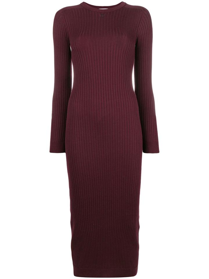 Courrèges Rib Knit Fitted Dress - Red