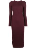Courrèges Rib Knit Fitted Dress - Red