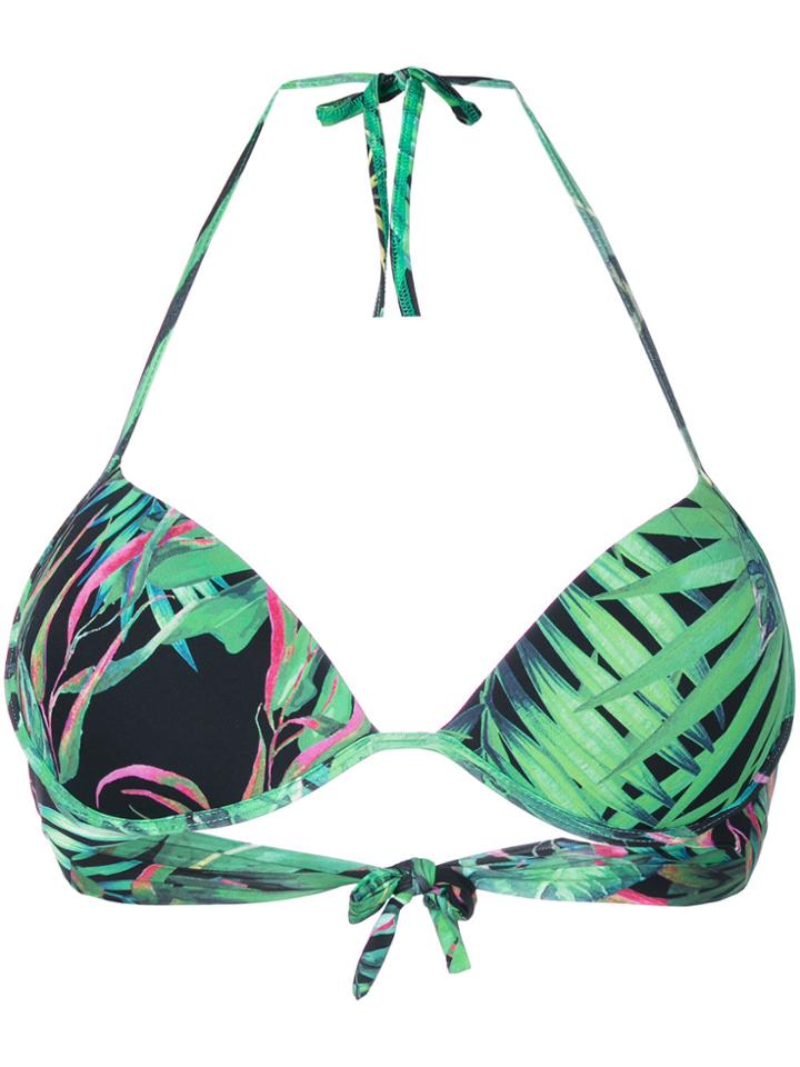 Ermanno Scervino Palm Print Bikini Top - Green