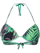 Ermanno Scervino Palm Print Bikini Top - Green