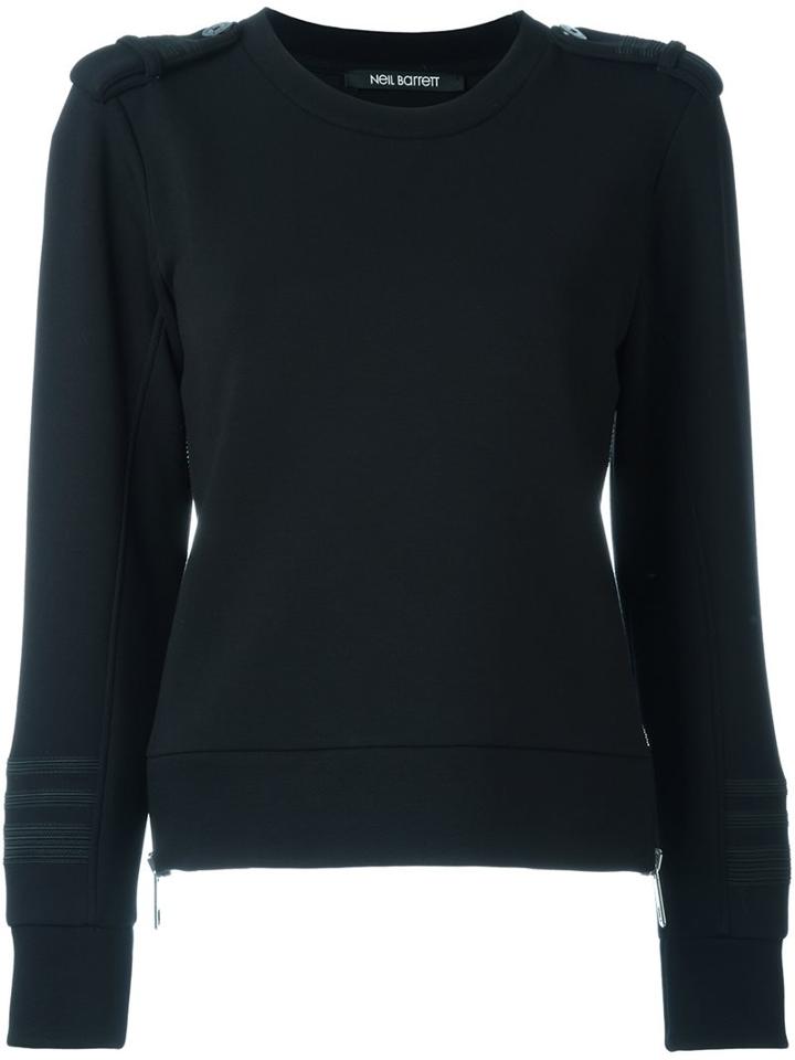 Neil Barrett Stretch Lateral Zip Sweatshirt, Women's, Size: Medium, Black, Cotton/spandex/elastane/lyocell/viscose