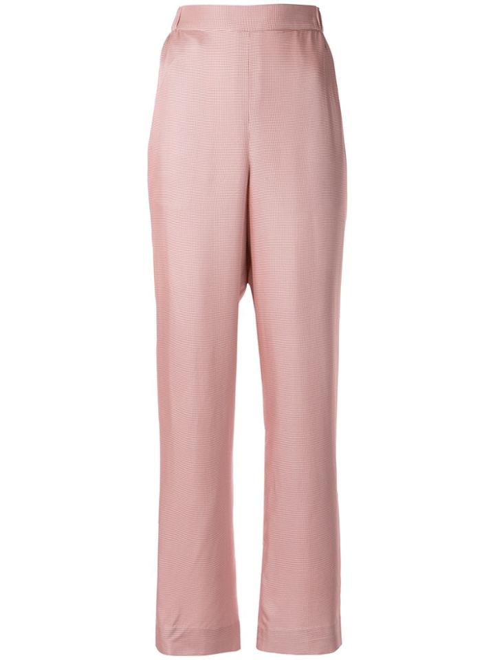 Bouguessa Houndstooth Print Wide Leg Trousers - Pink