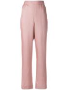Bouguessa Houndstooth Print Wide Leg Trousers - Pink