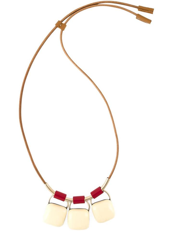 Marni Three Stone Pendant Necklace, Women's, Nude/neutrals, Leather/resin/metal Other