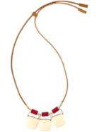 Marni Three Stone Pendant Necklace, Women's, Nude/neutrals, Leather/resin/metal Other