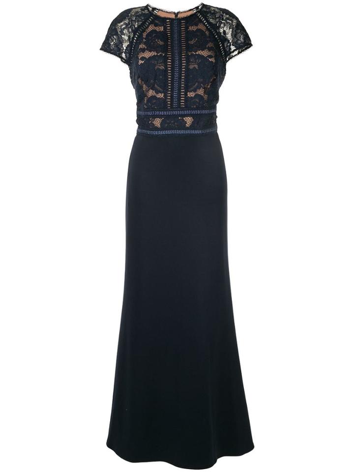 Tadashi Shoji Lace Panel Gown - Blue