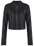 Giuliana Romanno Metallic Tweed Jacket, Women's, Size: 40, Blue, Cotton/acrylic/polyester/metal