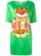 Moschino Bejewelled Tiger T-shirt Dress, Women's, Size: 36, Green, Rayon/acetate/other Fibers