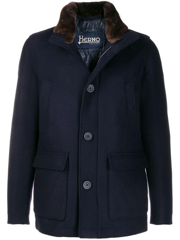 Herno Single-breasted High-neck Jacket - Blue