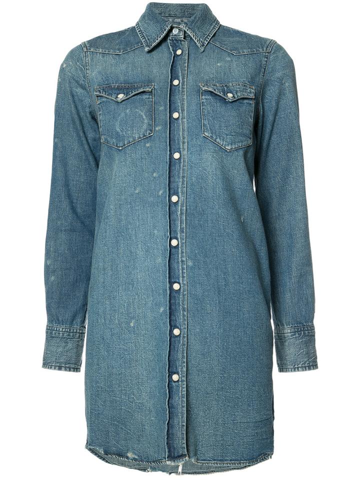 R13 Denim Shirt Dress, Women's, Size: Medium, Blue, Cotton/spandex/elastane