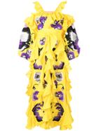 Yuliya Magdych Embroidred Ruffle Dress - Yellow & Orange