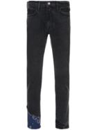 424 Fairfax Paisley Print Detail Jeans - Black