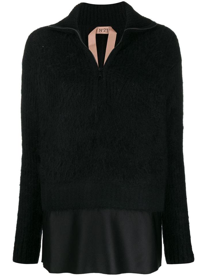 Nº21 Layered-hem Sweater - Black