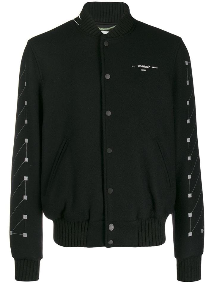 Off-white Zipped Printed Bomber Jacket - Black