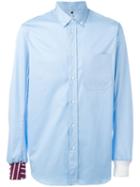 Oamc Contrasting Hem And Cuff Shirt, Men's, Size: Large, Blue, Cotton/viscose