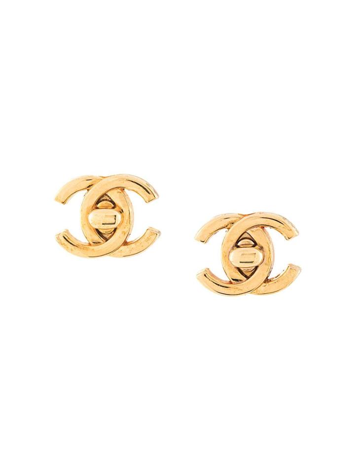 Chanel Vintage Turn-lock Earrings - Gold