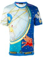 Versace 'astrological' Print T-shirt, Men's, Size: Xl, Blue, Silk/cotton