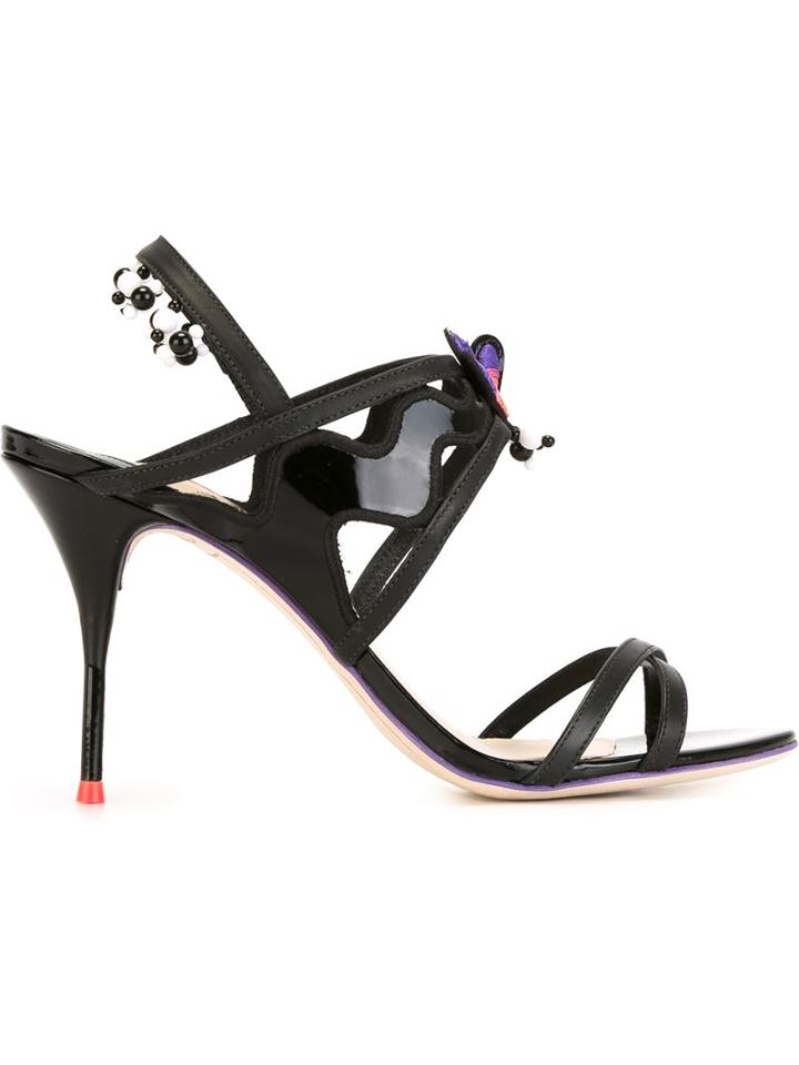 Sophia Webster Nereida Sandals, Women's, Size: 40, Black, Leather/patent Leather/glass
