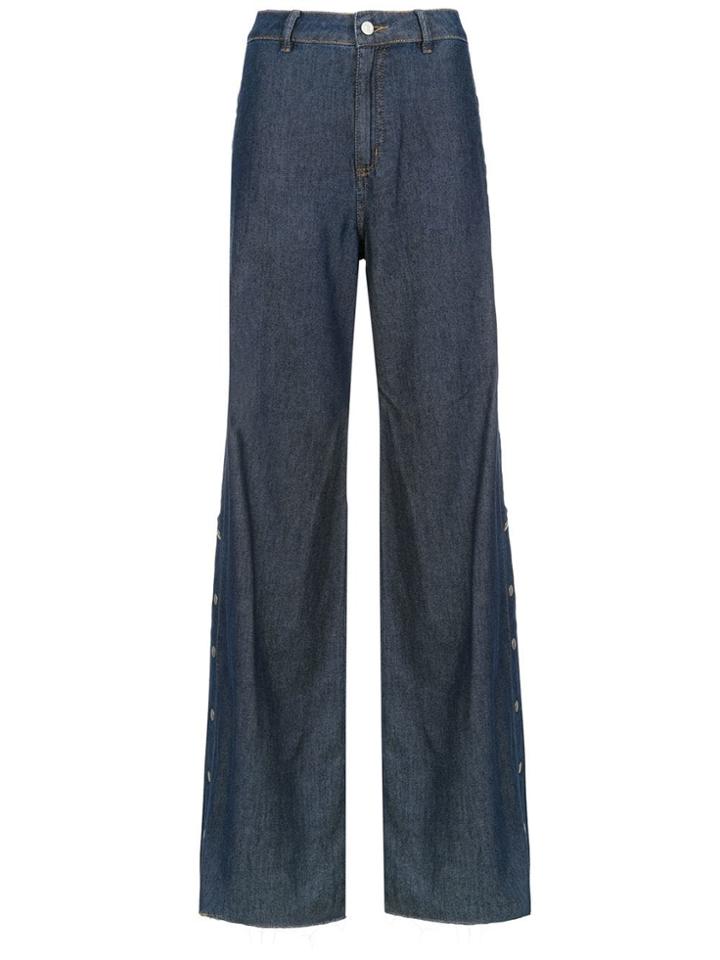 Nk Buttoned Palazzo Jeans - Blue