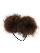 Dresscamp Pompom Headband, Women's, Brown, Racoon Fur