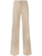 Armani Collezioni - High Waisted Pants - Women - Polyester/virgin Wool - 40, Nude/neutrals, Polyester/virgin Wool