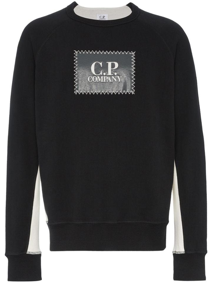 Cp Company Stitch Logo Embroidered Cotton Sweatshirt - Black