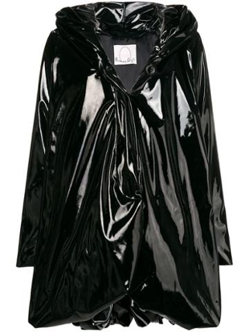Romeo Gigli X Eggs Glossy Hooded Coat - Black