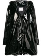 Romeo Gigli X Eggs Glossy Hooded Coat - Black