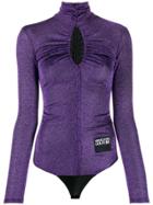 Versace Jeans Couture High-neck Glitter Bodysuit - Purple