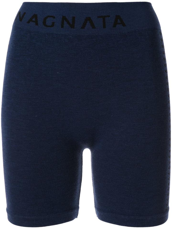 Nagnata Suki Side Stripe Biker Shorts - Blue