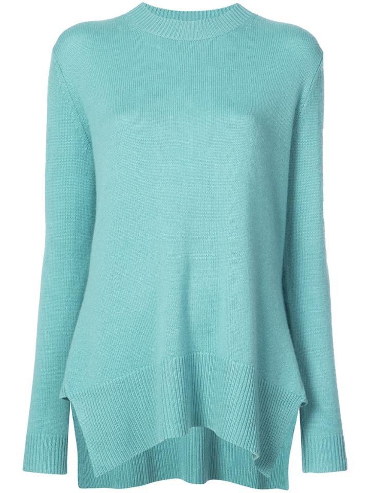 Derek Lam Long Sleeve Crewneck Sweater With Godet Inserts - Green