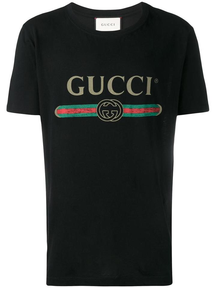 Gucci 'fake Gucci' T-shirt, Men's, Size: Large, Black, Cotton