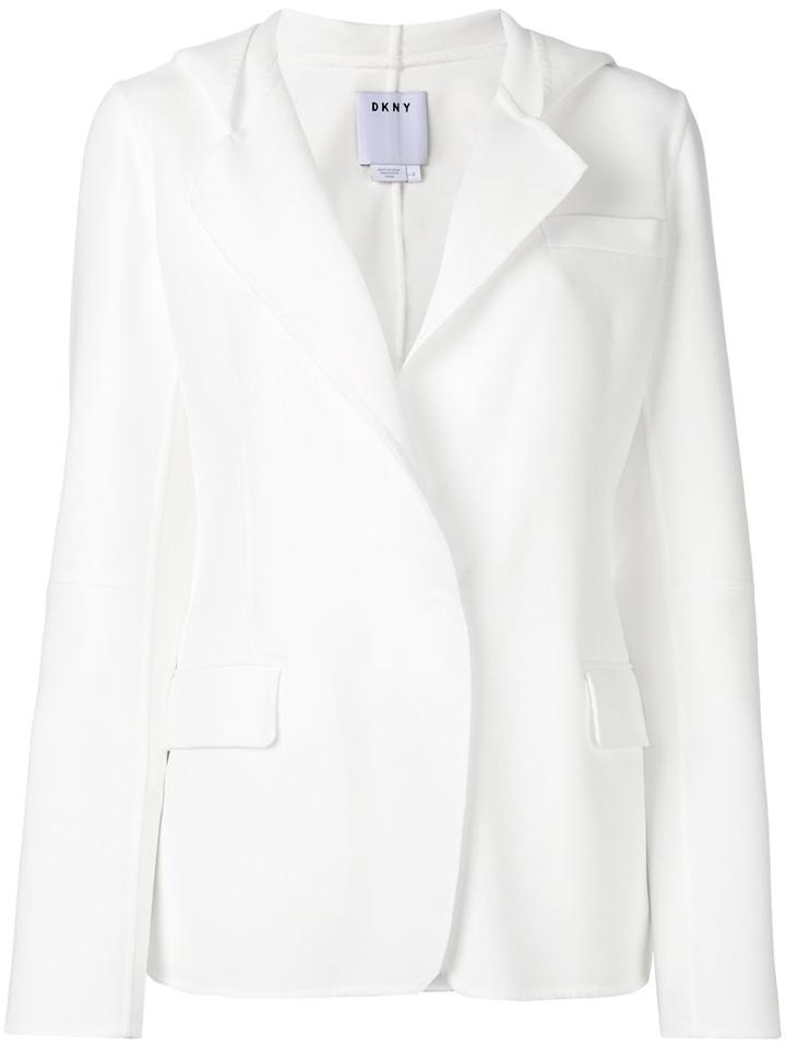 Dkny Oversize Lapel Blazer, Women's, Size: 6, White, Cotton/nylon/spandex/elastane/polyester