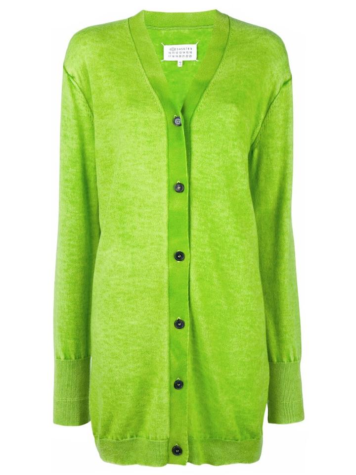 Maison Margiela Long Length Cardigan, Women's, Size: 38, Green, Cashmere