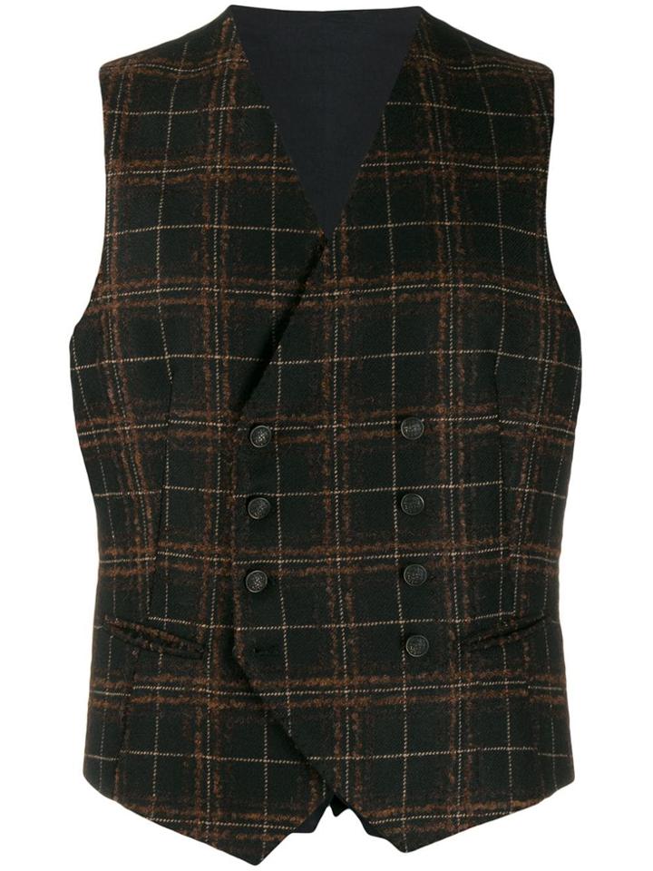 Tagliatore Checked Waistcoat - Black