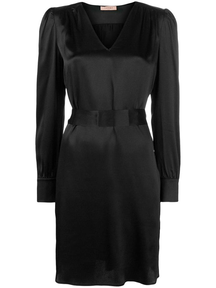 Twin-set V-neck Longsleeve Dress - Black