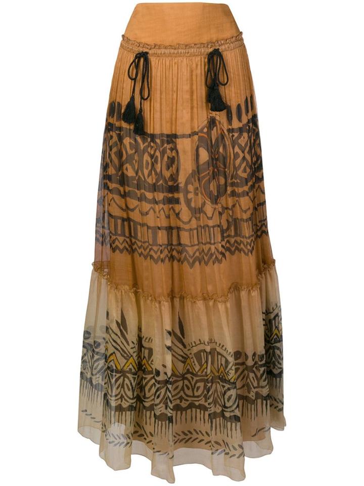 Alberta Ferretti Long Patterned Skirt - Neutrals